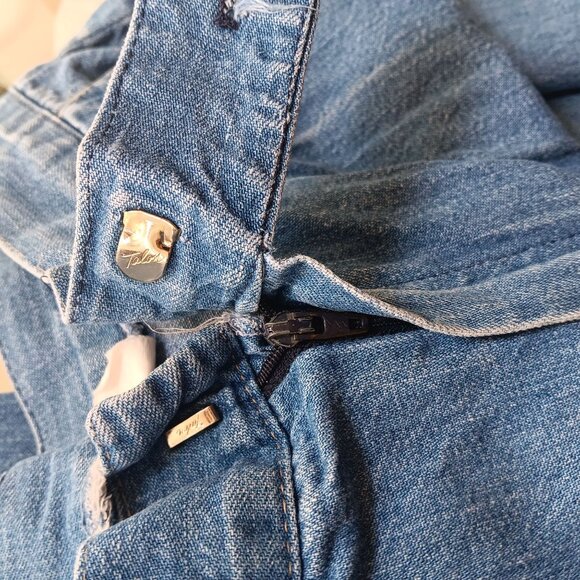 24x31 Sz 5 Vintage 70's High-Waisted Pleated Denim Jeans Faded Distress Boho - Picture 7 of 8